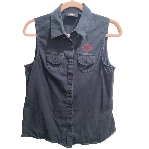 Women's Rose Graphic‎ Sleeveless Harley Davidson Motorcycles Shirt, size Small - Picture 1 of 6